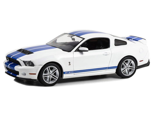 2011 Shelby GT500 Performance White with Grabber Blue Stripes 1/18 Diecast Model Car by Greenlight-0