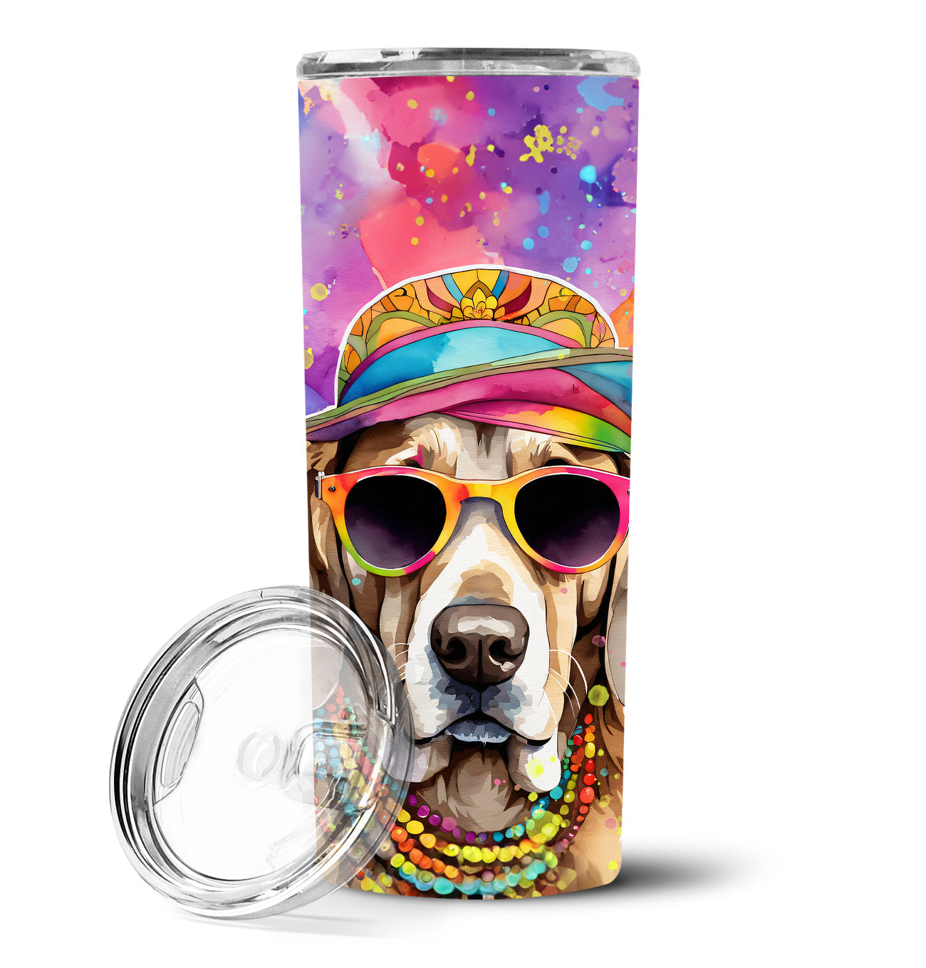 Weimaraner Hippie Dawg Stainless Steel Skinny Tumbler-0