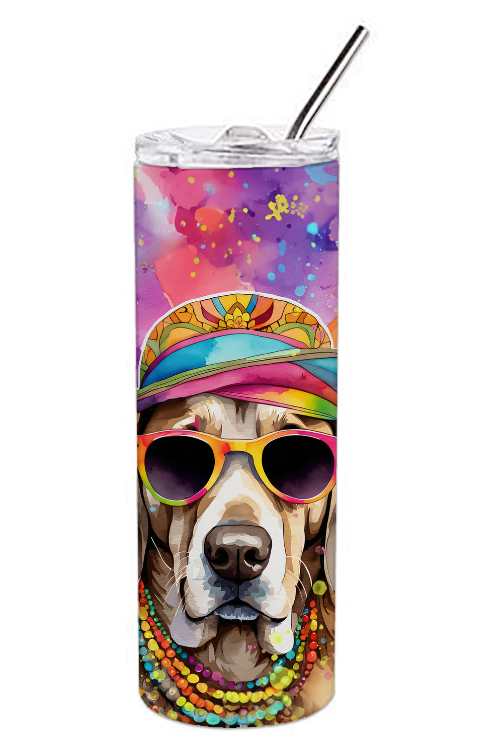Weimaraner Hippie Dawg Stainless Steel Skinny Tumbler-3